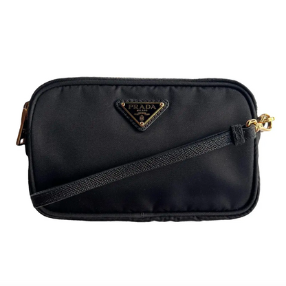 Prada black double-zipped pouch