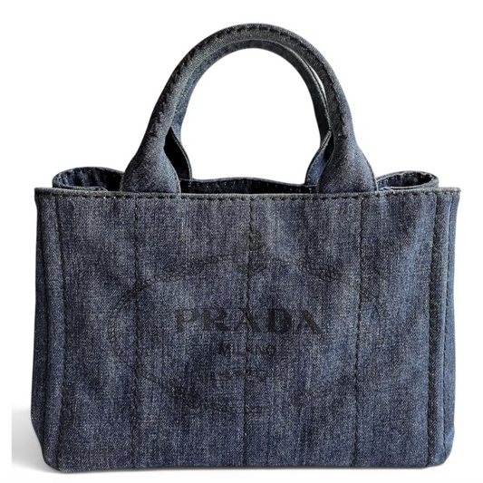 Buy Prada Blue Denim Canapa Top Handle Bag at Poshler Collective Singapore