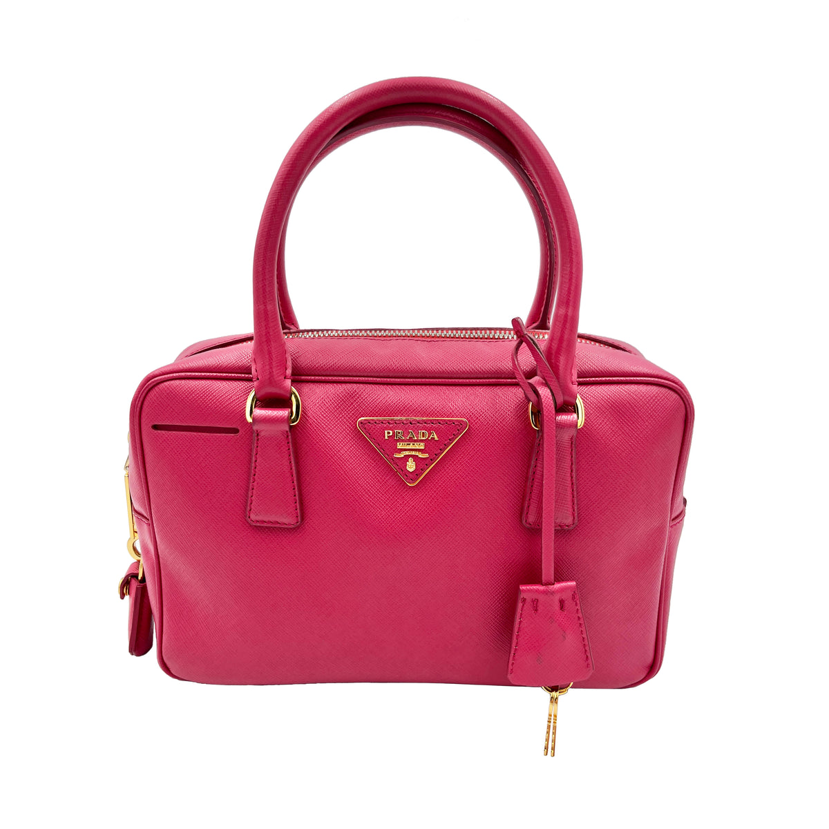 Pre-owned Prada Pink Saffiano Leather Top Handle Bag