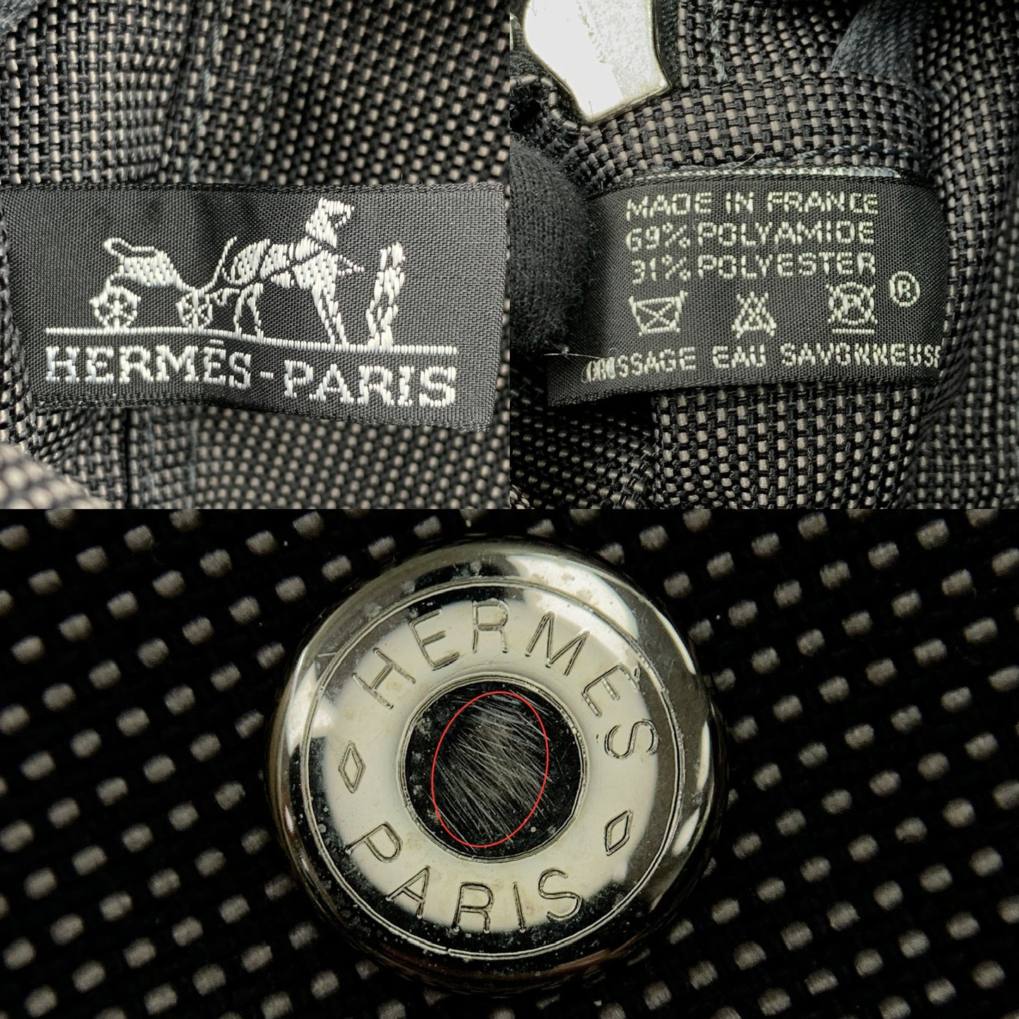 Hermes Herline PM Gray Canvas Tote Bag