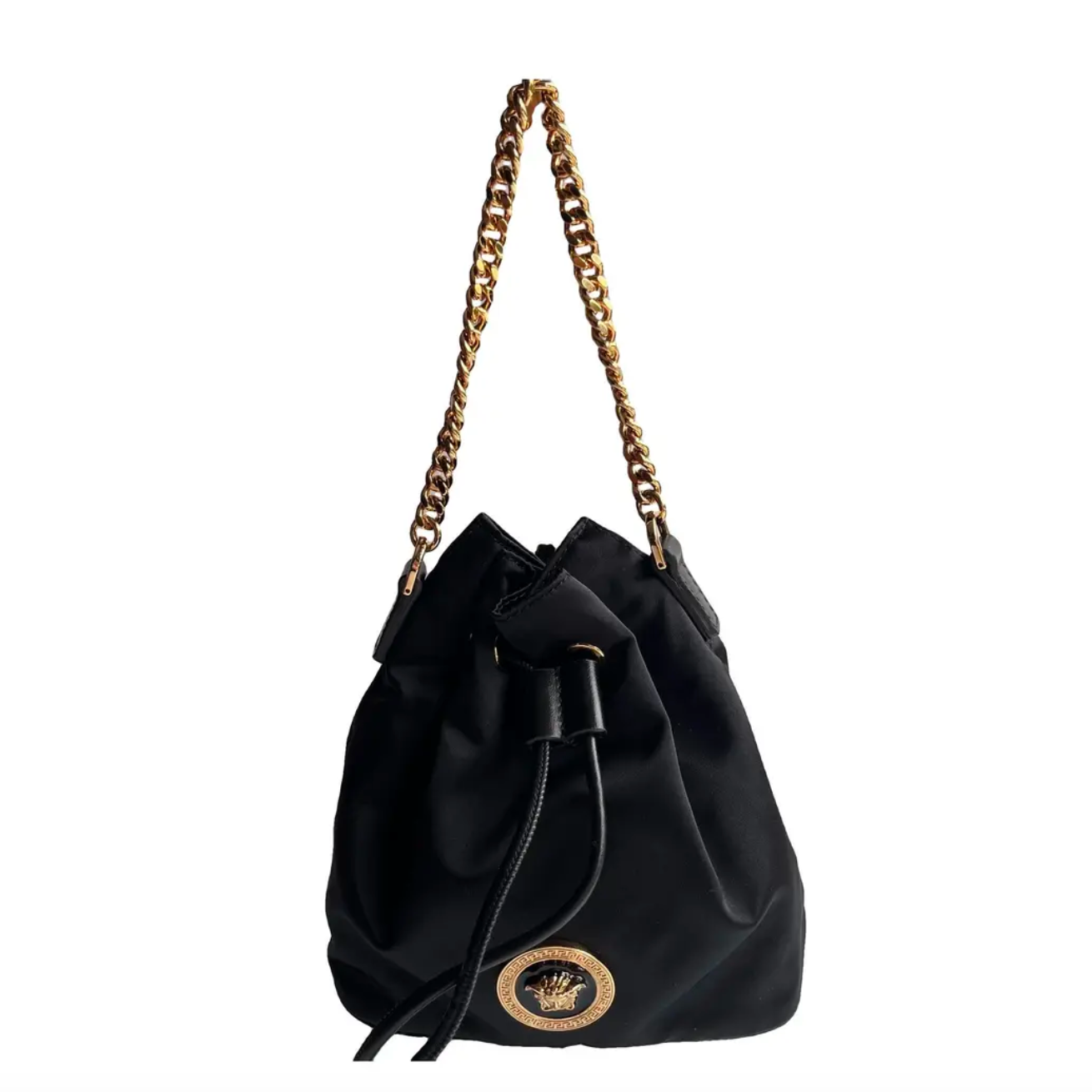 VERSACE BAG NYLON CHAIN SHOULDER 2WAY DRAWSTRING MEDUSA