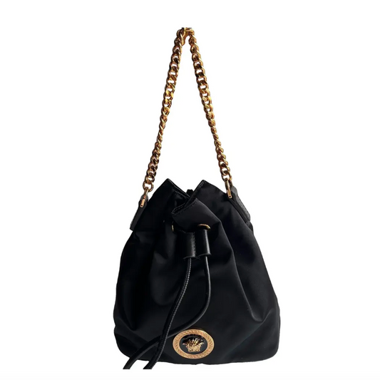 VERSACE BAG NYLON CHAIN SHOULDER 2WAY DRAWSTRING MEDUSA