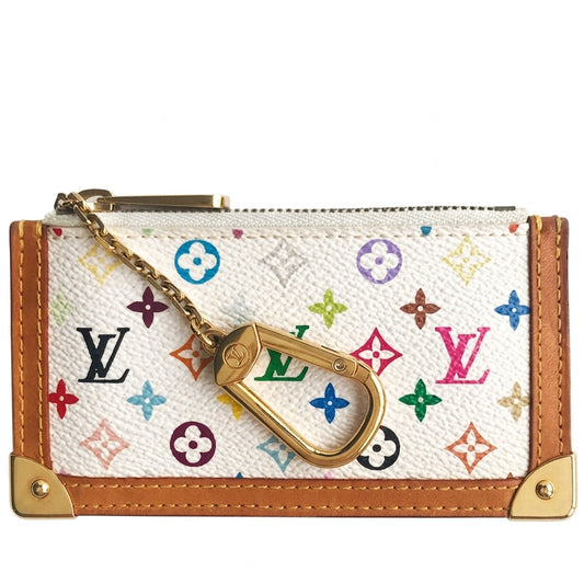 Buy vintage Louis Vuitton Monogram Multicolor Pochette Cles White in Singapore