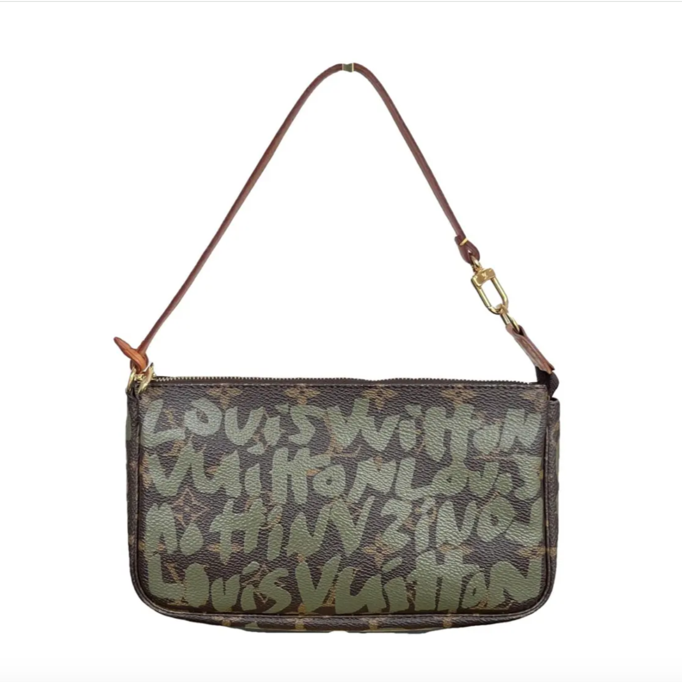 Stephen Sprouse Kaki Monogram Graffiti Pochette