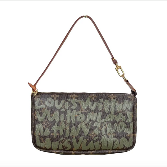 Stephen Sprouse Kaki Monogram Graffiti Pochette