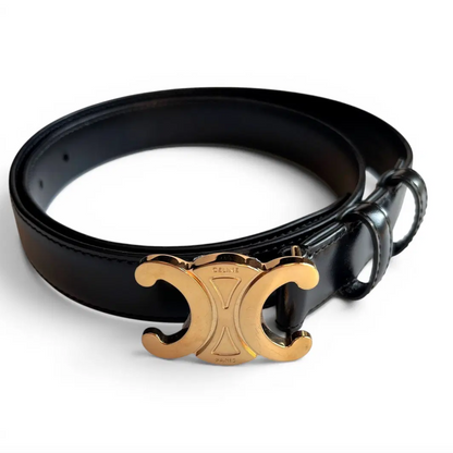 Buy pre-owned Celine Triomphe Black Leather Belt in Singapore