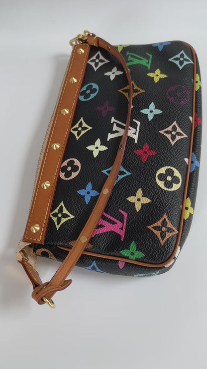 Louis Vuitton x Takashi Murakami Black Multicolor Pochette