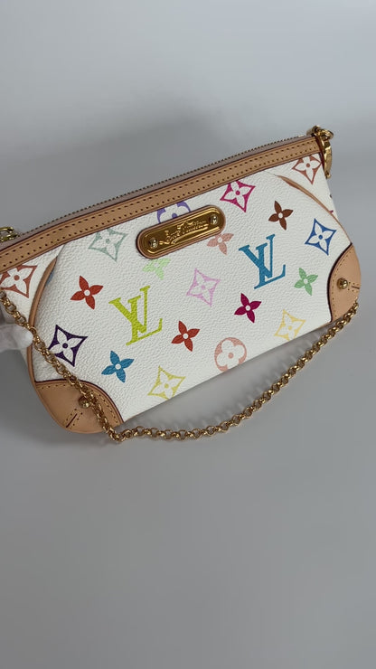 Louis Vuitton x Takashi Murakami Milla MM White Multicolor Clutch